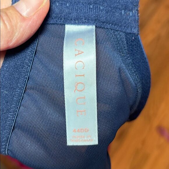 Cacique Navy Lace Hot Pink Underwire Bra,, 44DD - Picture 7 of 7